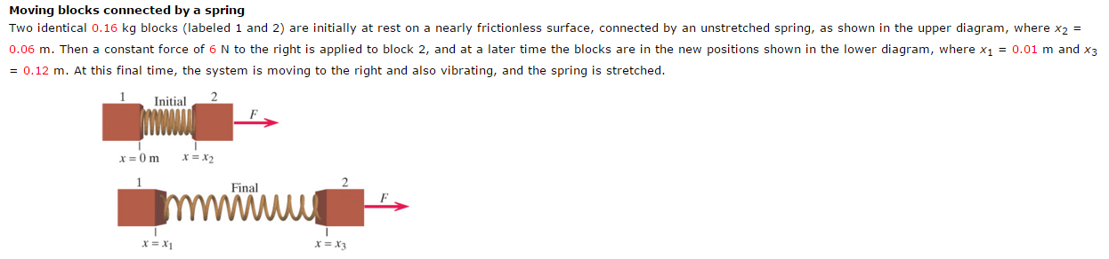 Solved Moving blocks connected by a spring Two identical | Chegg.com
