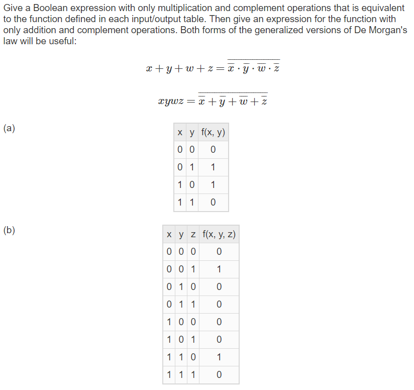 Solved Give a Boolean expression with only multiplication | Chegg.com