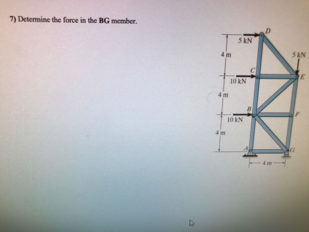 Solved Determine The Force In The BG Member. | Chegg.com