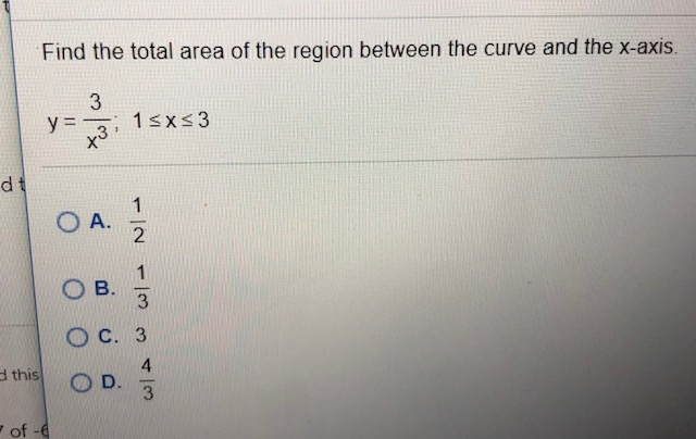 Solved Find the total area of the region between the curve | Chegg.com