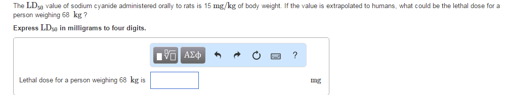 Solved The LD value of sodium cyanide administered orally to | Chegg.com
