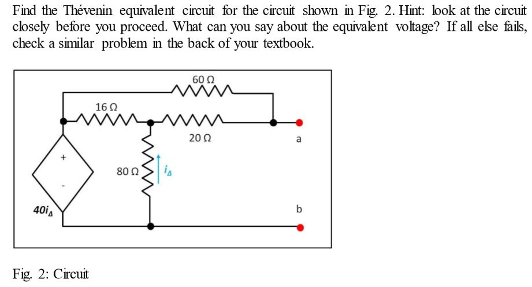 Solved Find The Thevenin Equivalent Circuit For The Circuit | Chegg.com