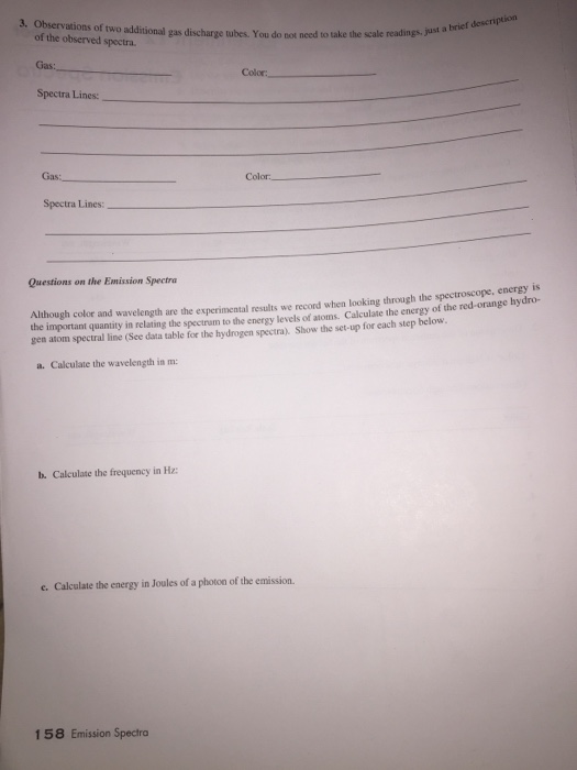 Solved Experiment 12 Report Sheet Emission Spectroa Date- | Chegg.com