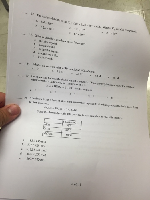 Solved The molar solubility of tin(II) iodide is 1.28 times