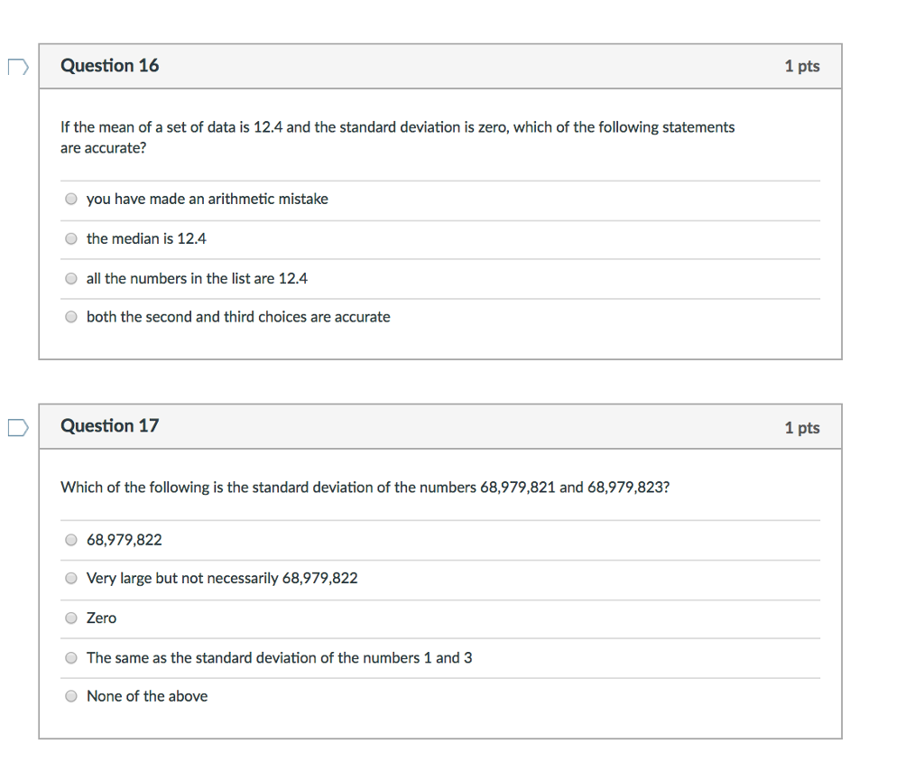 Solved If the mean of a set of data is 12.4 and the standard | Chegg.com