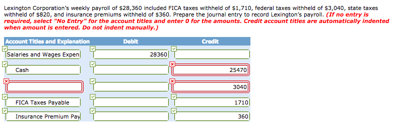 Solved Lexington Corporation s Weekly Payroll Of 28 360 Chegg