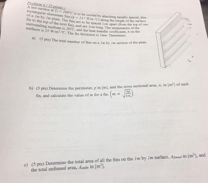 Solved A hot surface at T_b = 100 degree C is to be cooled | Chegg.com