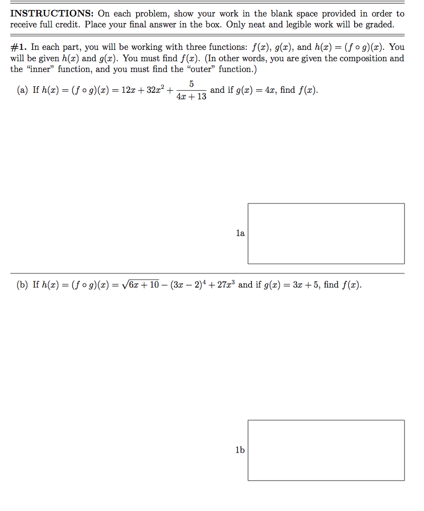Solved INSTRUCTIONS: On each problem, show your work in the | Chegg.com