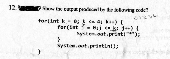 Solved Show the output produced by the following code? for | Chegg.com