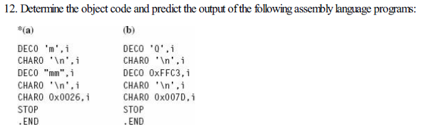 Determine The Object Code And Predict The Output Of | Chegg.com