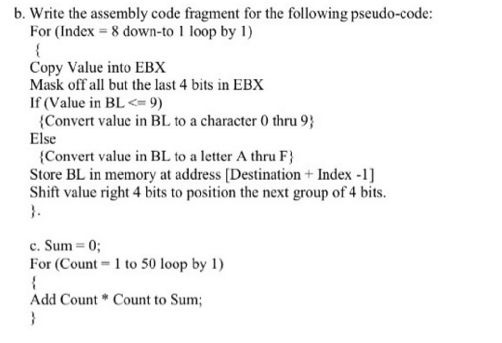 Solved Assembly Language Programming For X86 Pls Dont Make | Chegg.com