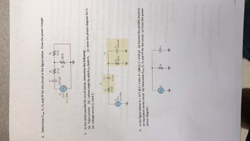 Solved 4. Determine Ptrue, P., P, and PF for the circuit in | Chegg.com