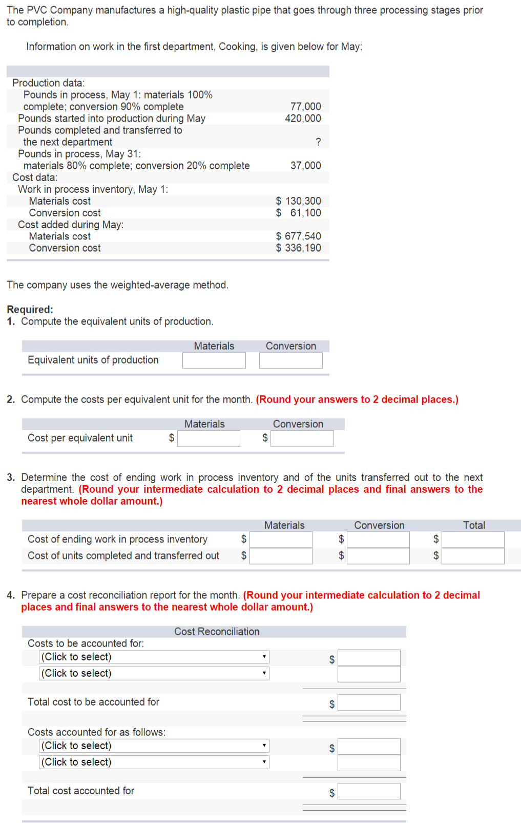 Solved The PVC Company manufactures a highquality plastic