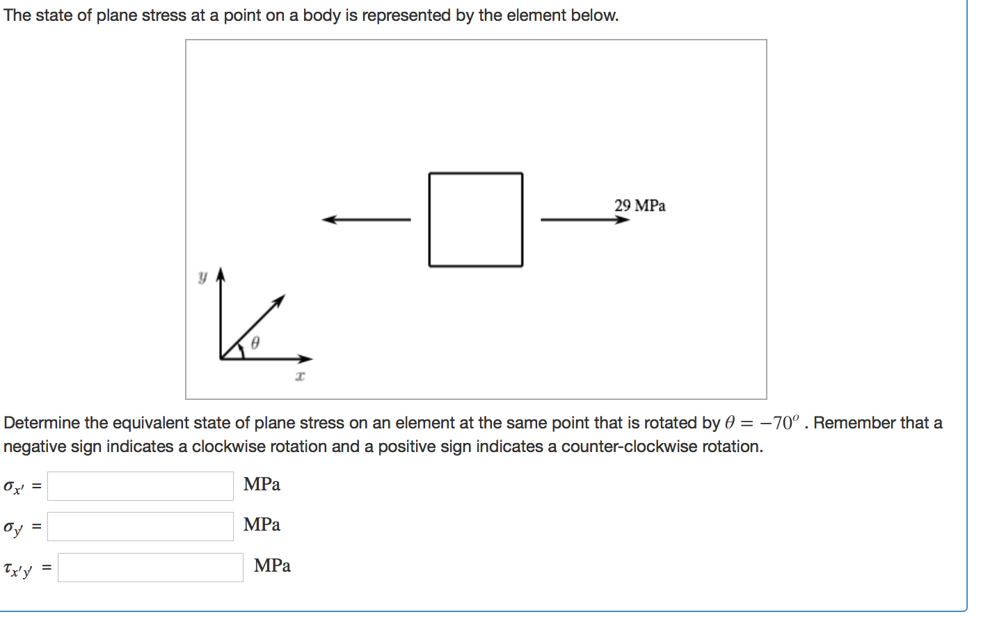 Solved The state of plane stress at a point on a body is | Chegg.com