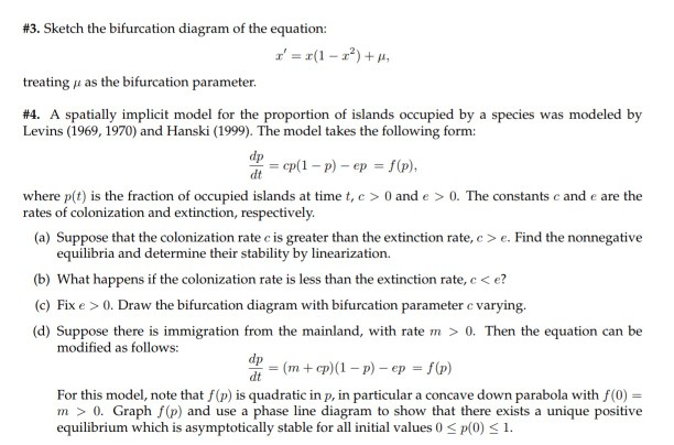 Solved #3. Sketch the bifurcation diagram of the equation: | Chegg.com