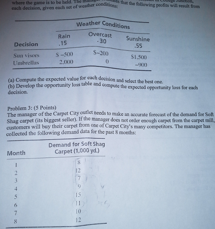 Solved The manager of the Carpet City outlet needs to make