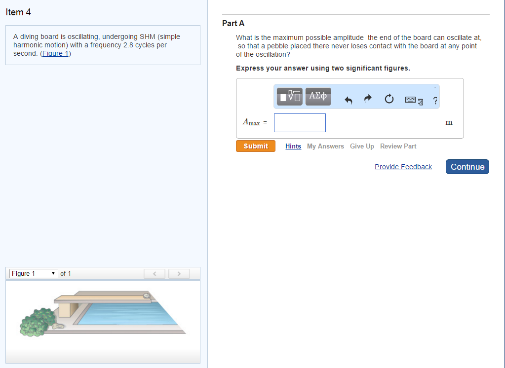 Solved A diving board is oscillating, undergoing SHM (simple