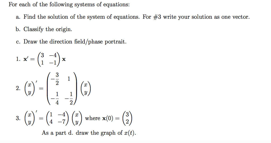 Solved For each of the following systems of equations: a. | Chegg.com
