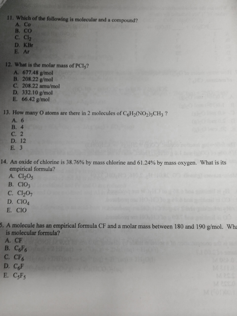 Solved 11, which of the following is molecular and a | Chegg.com