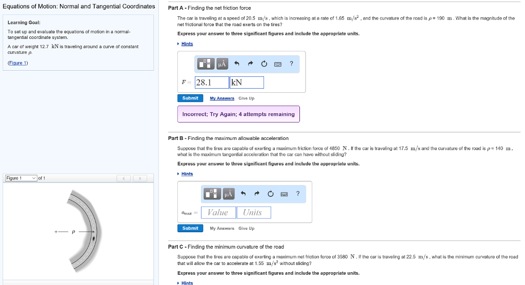 Solved Equations Of Motion Normal And Tangential Chegg