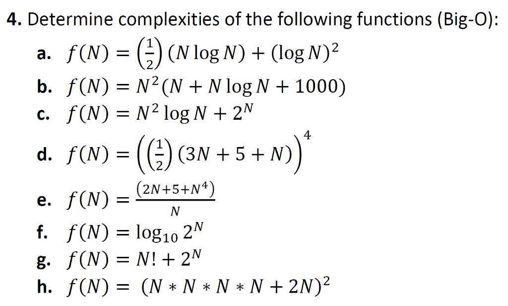 Solved Determine complexities of the following functions