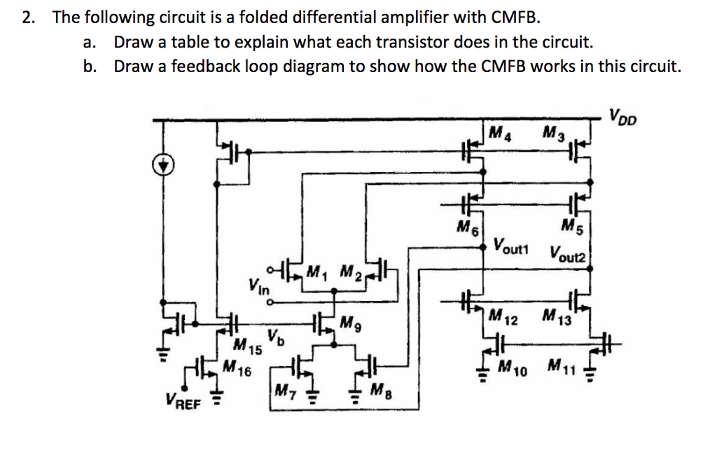 2. The following circuit is a folded differential | Chegg.com