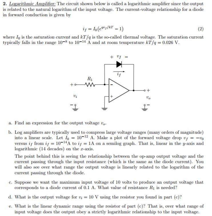 Solved The circuit shown below is called a logarithmic