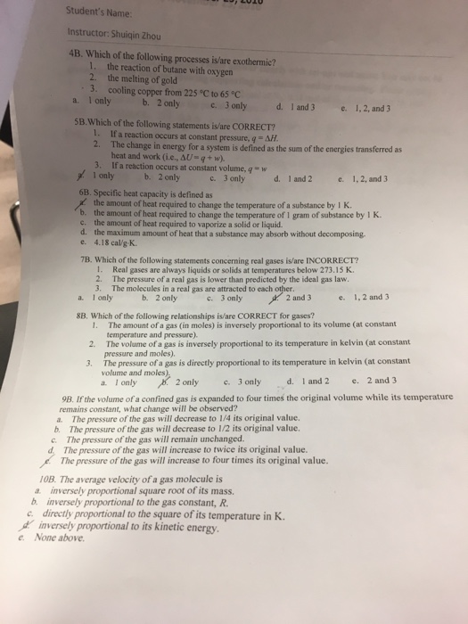 Solved Which of the following processes is/are exothermic? | Chegg.com