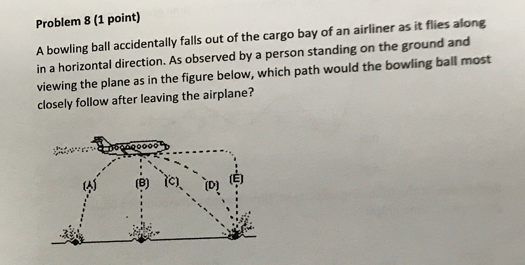 Solved: Problem 8 (1 Point) A Bowling Ball Accidentally Fa... | Chegg.com - A Bowling Ball Accidentally Falls Out Of The Cargo Bay