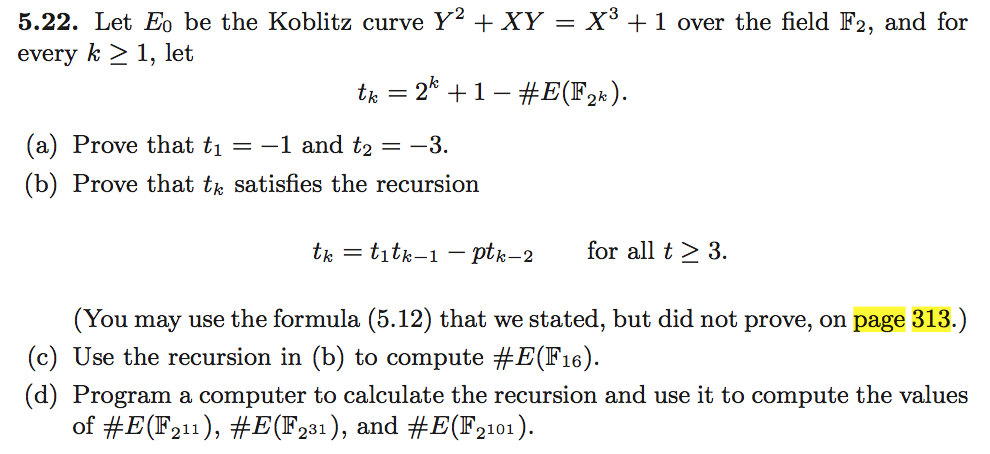 Solved Definition. A Koblitz curve is an elliptic curve | Chegg.com