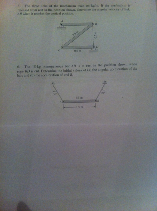 5. The three links of the mechanism mass m0 kg/m. | Chegg.com