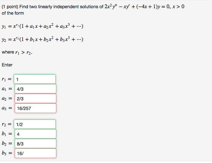 Solved 1 Point Find Two Linearly Independent Solutions Of 7479