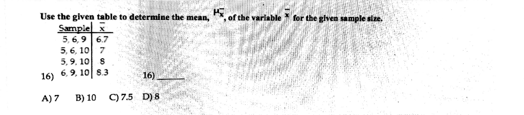 Solved Use the given table to determine the mean, , of the | Chegg.com
