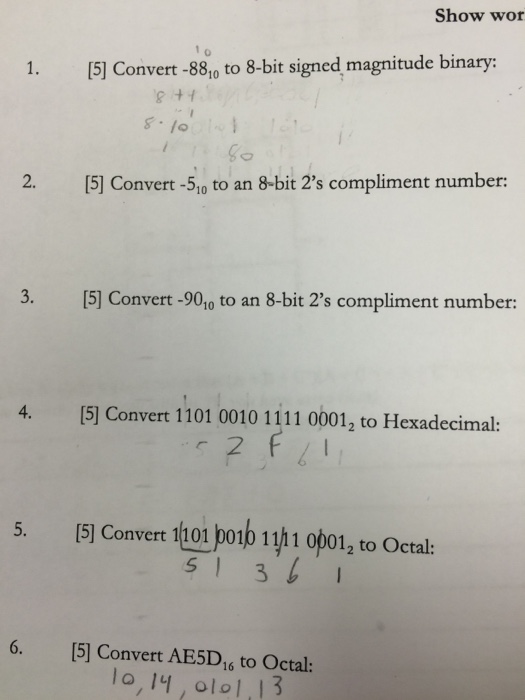 Solved Convert -88_10 to 8-bit signed magnitude binary: | Chegg.com