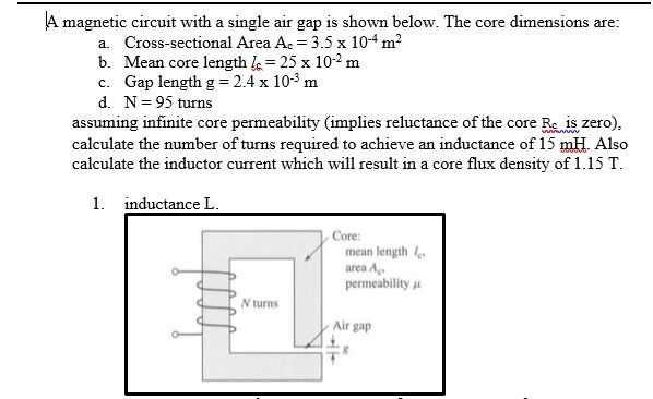 Solved A magnetic circuit with a single air gap is shown | Chegg.com