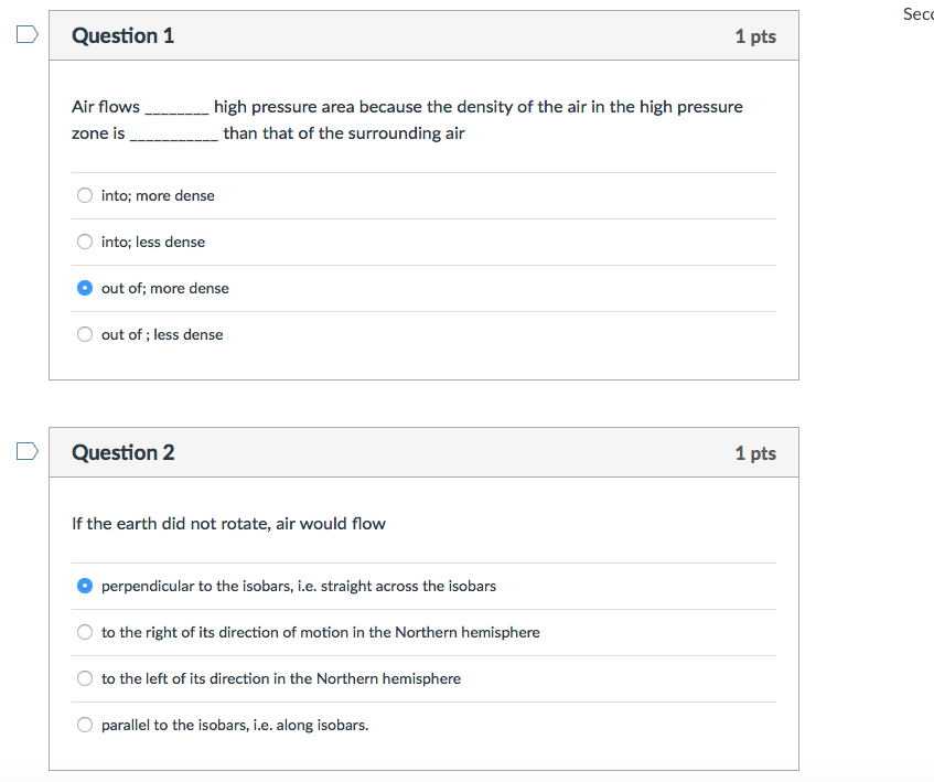 Solved D Question 1 1 pts Air flows high pressure area | Chegg.com