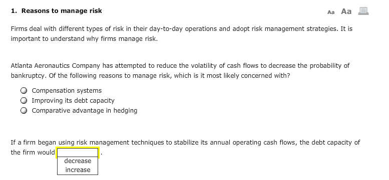 Solved Firms deal with different types of risk in their | Chegg.com