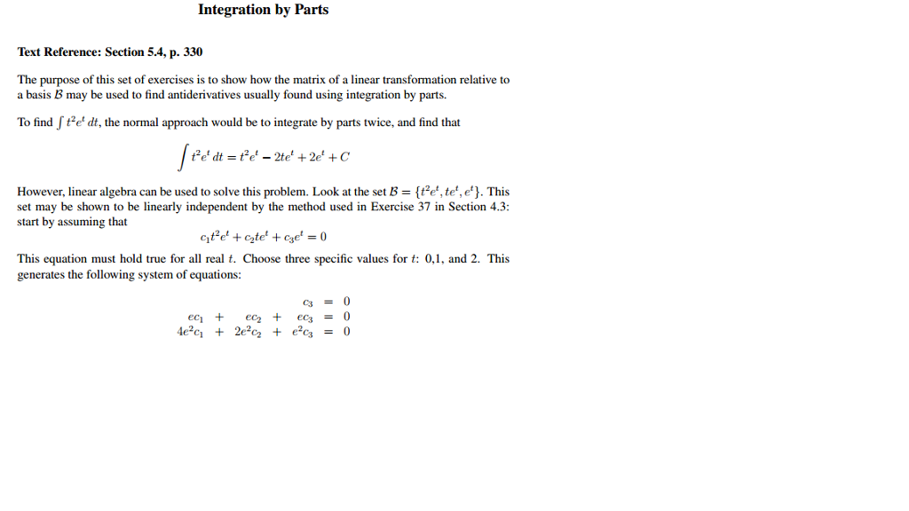 Solved Integration by Parts Text Reference: Section 5.4, p. | Chegg.com