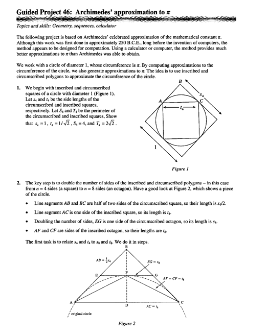 Solved Guided Project 46: Archimedes, approximation to π | Chegg.com