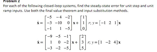 Solved Problem 2 For each of the following closed-loop | Chegg.com