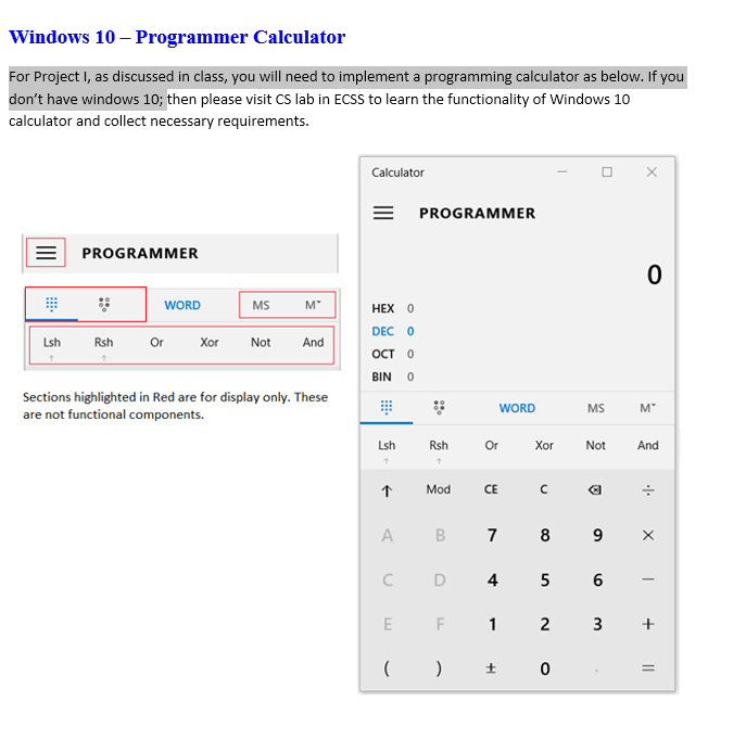 Windows 10 – Programmer Calculator For Project I, | Chegg.com