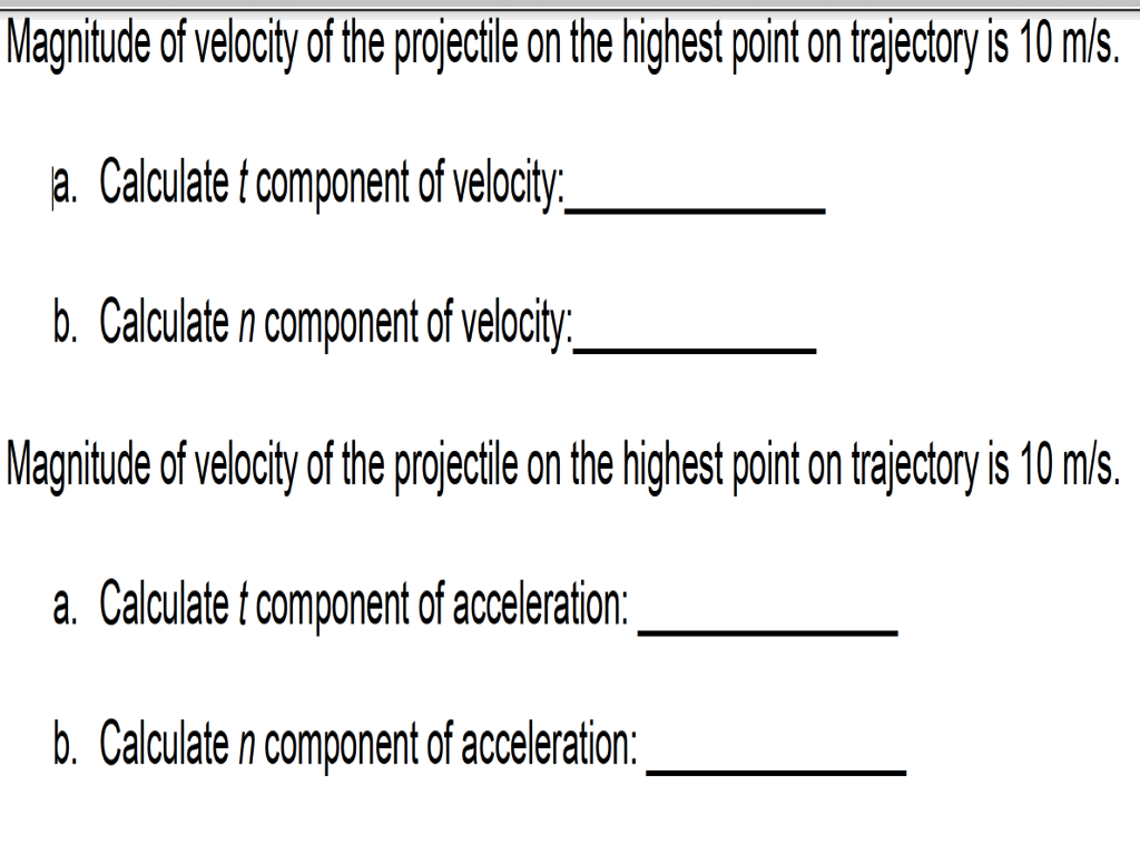acceleration velocity projectile motion calculator