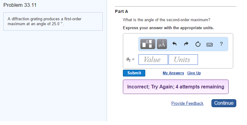 Solved A diffraction grating produces a first-order maximum | Chegg.com