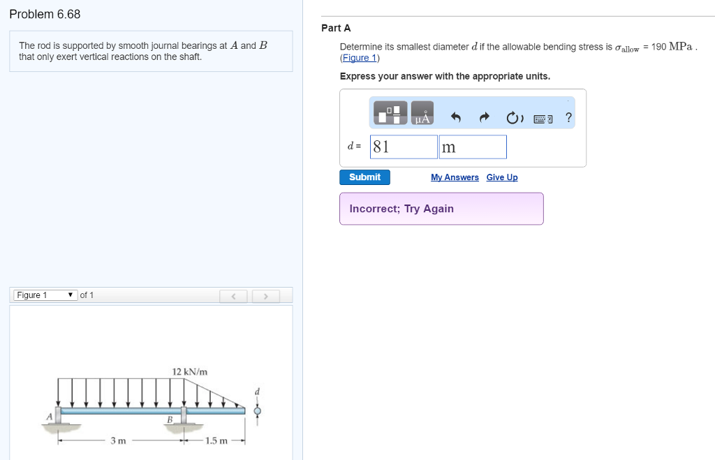 Solved The rod is supported by smooth journal bearings at A