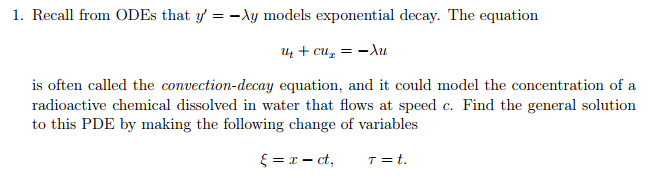 Solved Recall from ODEs that y' =- lambda y models | Chegg.com