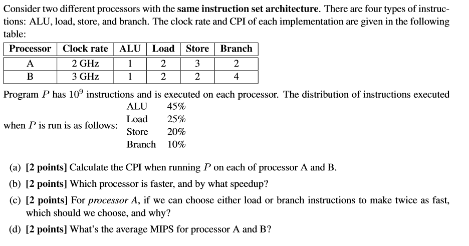 Solved Consider Two Different Processors With The Same | Chegg.com