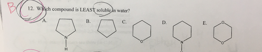 solved-12-which-compound-is-least-soluble-n-water-chegg