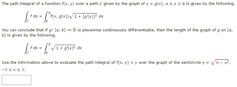 Solved The path integral of a function f(x, y) over a path C | Chegg.com