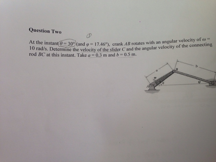 Solved At The Instant Theta = 30 Degree (and Phi = 17.46 | Chegg.com