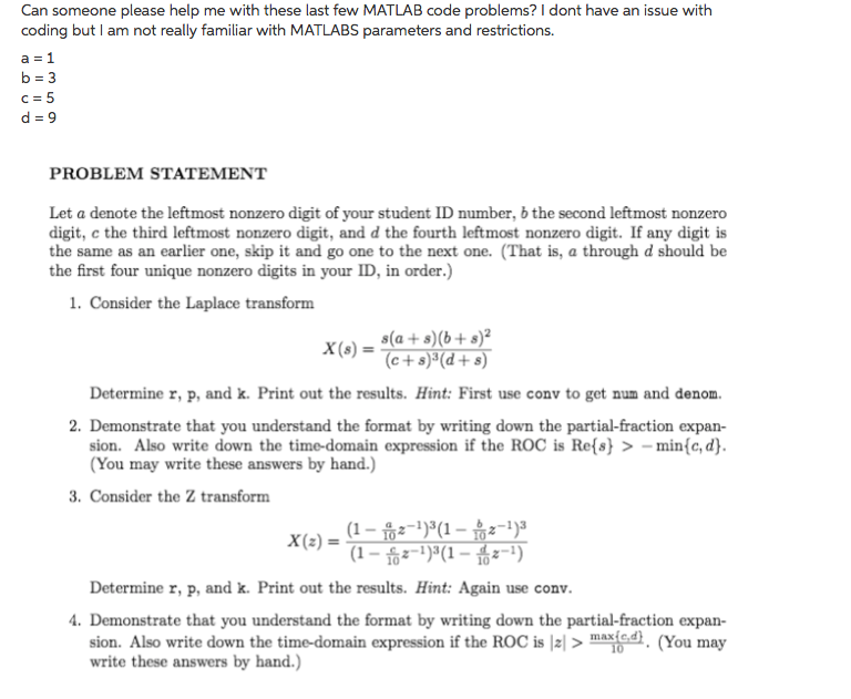 Solved Can someone please help me with these last few MATLAB | Chegg.com